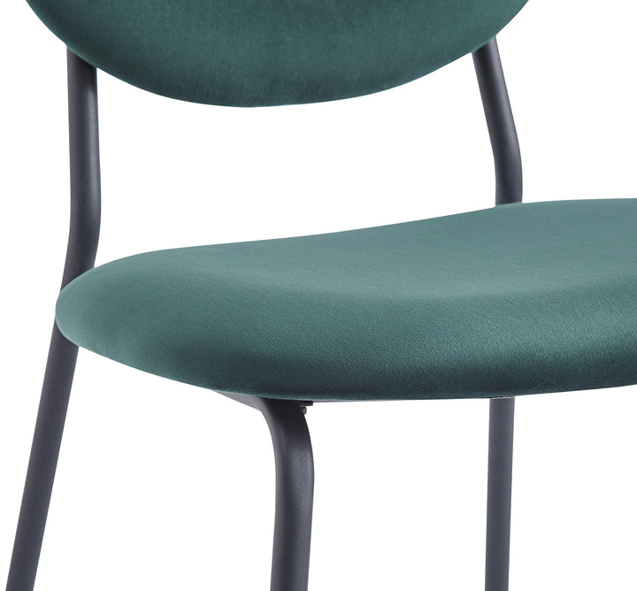 Esszimmerstühle (2er Set) aus Metall und Samt Grün