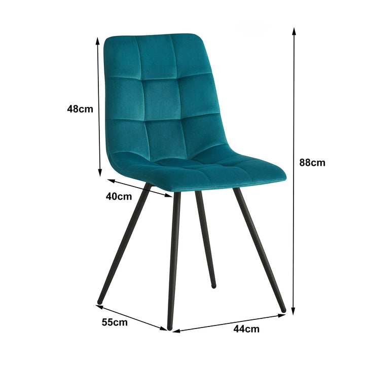 Esszimmerstühle (2er Set) aus Metall und Samt Blau