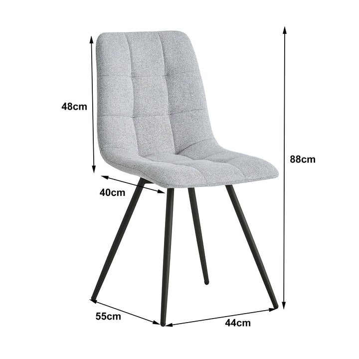 Esszimmerstühlen (2er Set) aus Metall und Stoff Grau