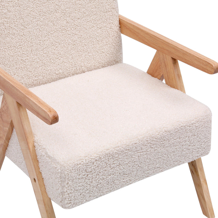 Sessel aus Massivholz und Wolle Weiß