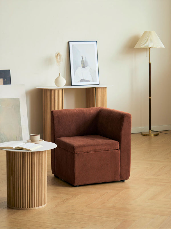 Verstellbares Ecksofa für 1 Person in Cord terracotta