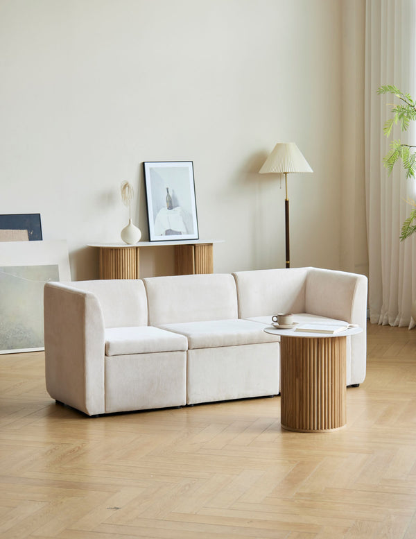 3-Personen-Modulsofa aus Cord in Beige