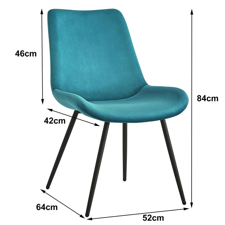 Esszimmerstühle (2er Set) aus Metall und Samt Blau