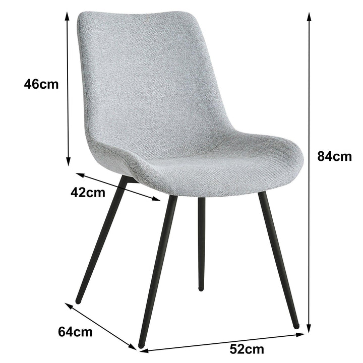 Esszimmerstühlen (2er Set) aus Metall und Stoff Grau