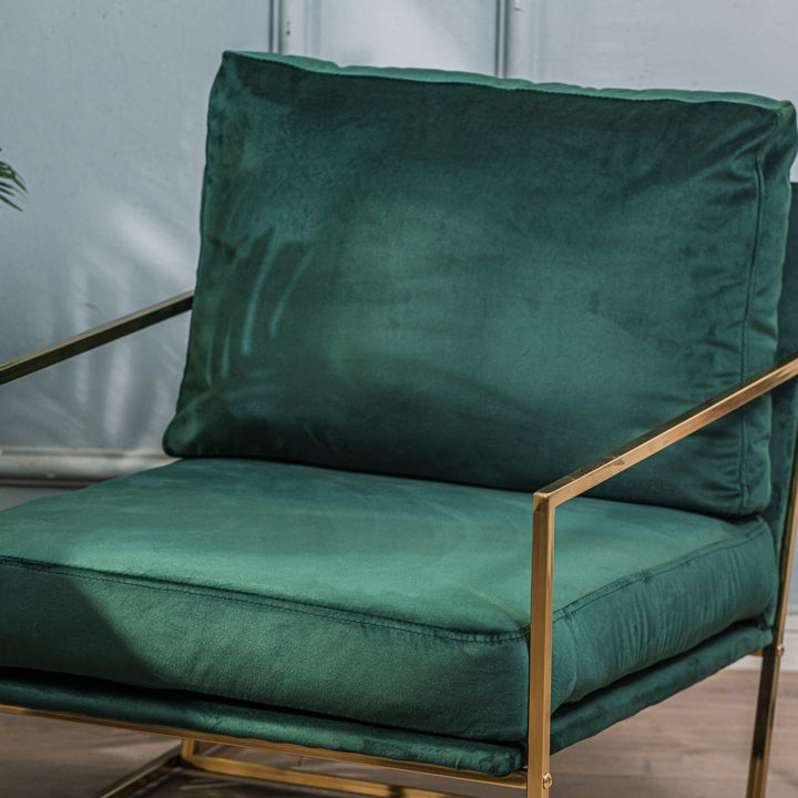 Sessel aus Metall und Samt Grün