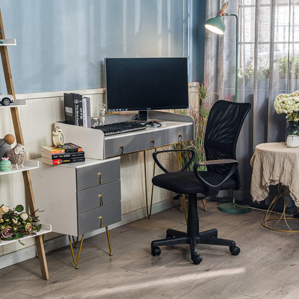 Bürostuhl mit Armlehnen aus Nylon und Stoff Schwarz