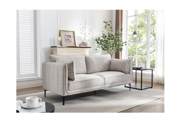 3-Personen-Sofa aus Metall und grauem Stoff
