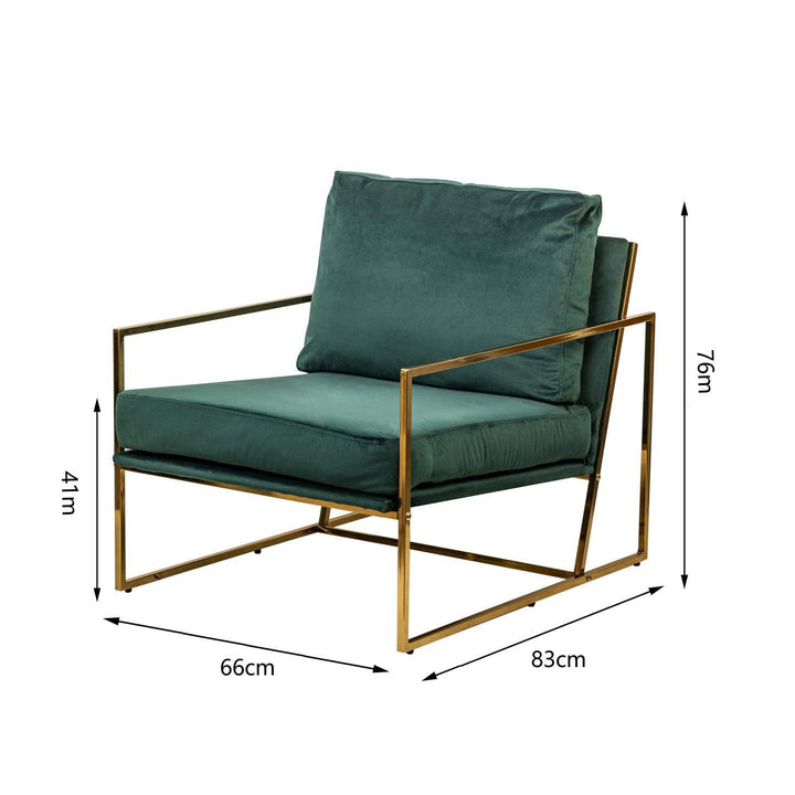 Sessel aus Metall und Samt Grün