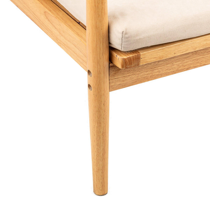 Sessel aus Massivholz und Stoff Beige