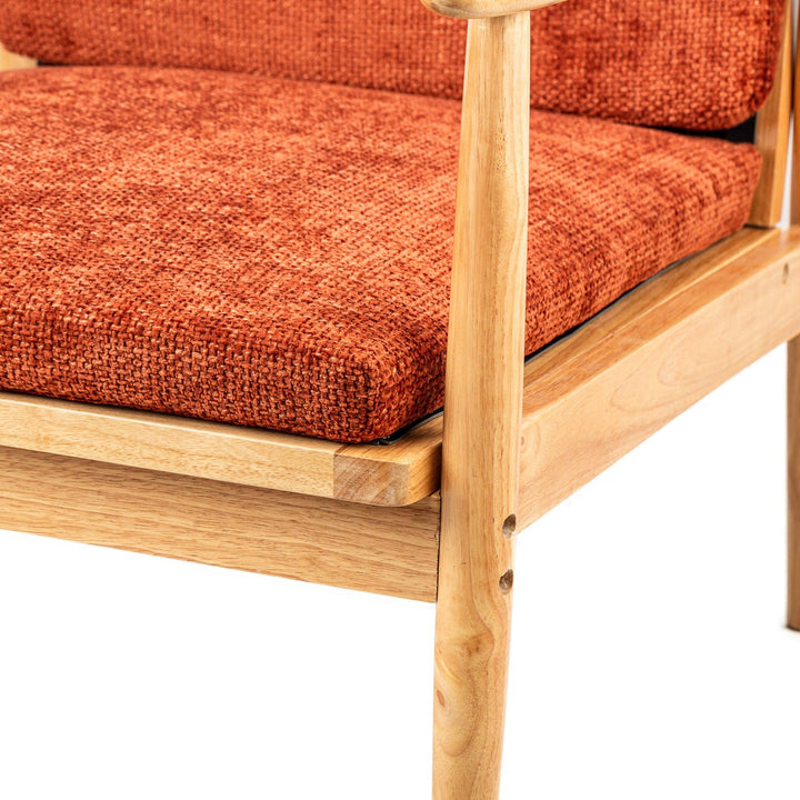 Sessel aus Massivholz und Stoff Terracotta