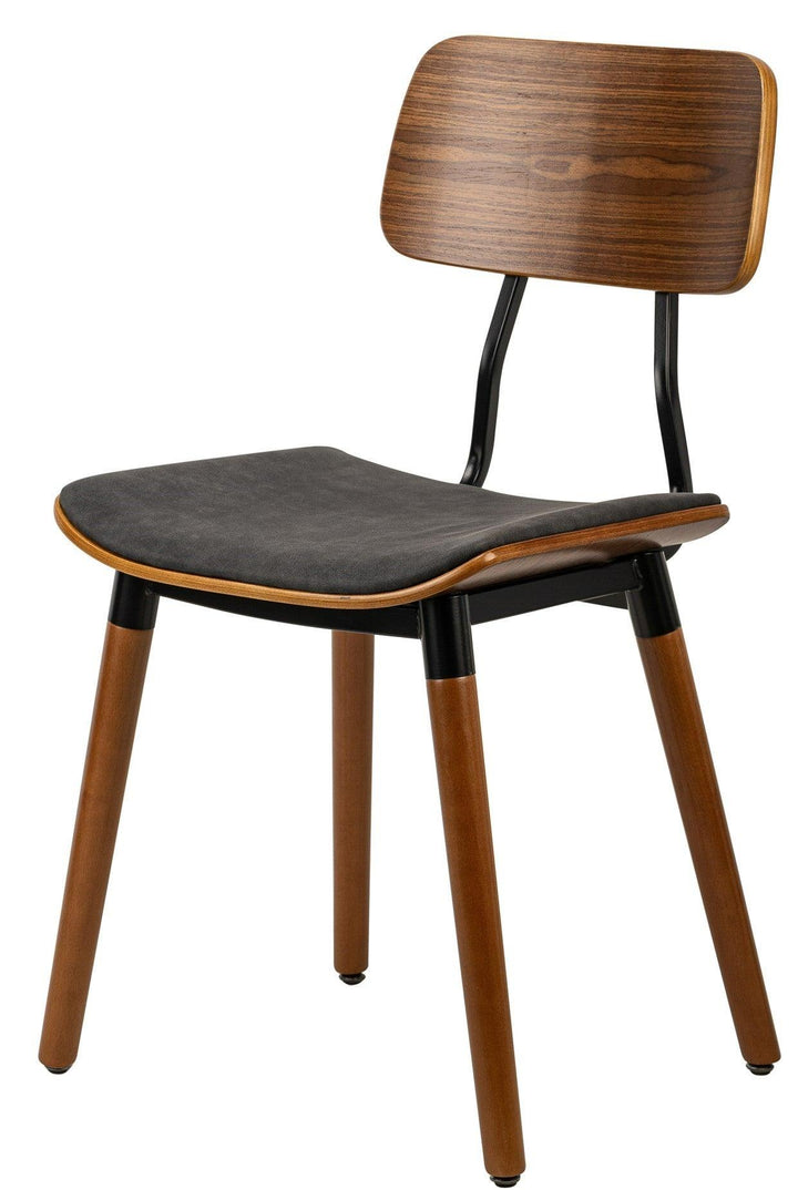 Esszimmerstühle (2er Set) aus Holz und Kunstleder Schwarz