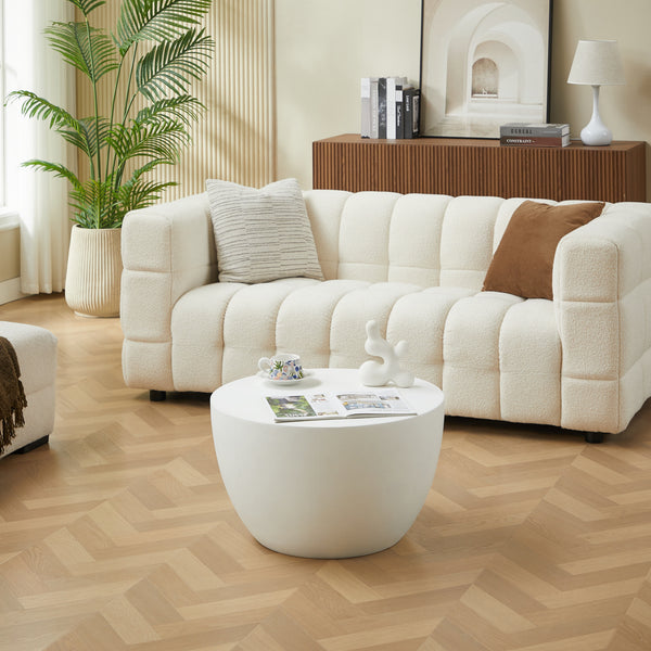 PARNU - Indoor Outdoor Couchtisch aus weißem Magnesit