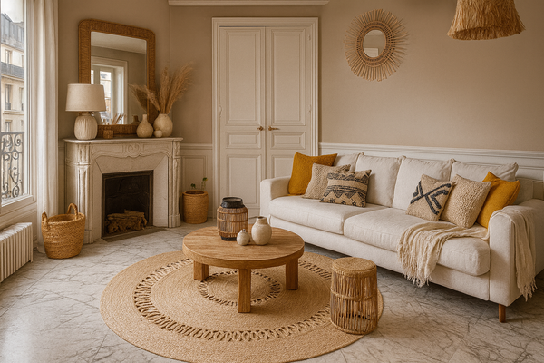 RUNE- Tapis rond en jute naturelle tissé marron 180 x 180 cm