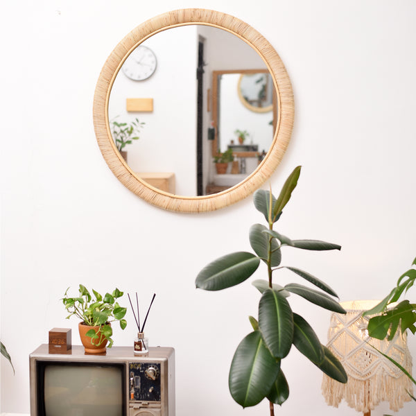 DARWIN - Runder Spiegel Ø 75 cm aus natürlichem Rattan