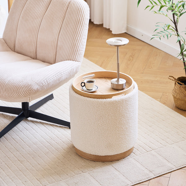KEMI - Sitzsack mit Aufbewahrung aus weißem Bouclé