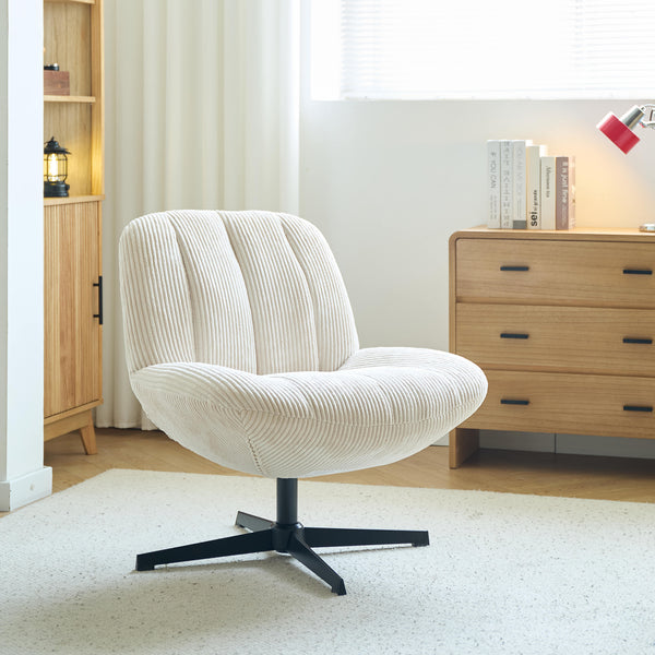 NAMSOS - Drehbarer Swivel-Sessel aus Cord in Beige