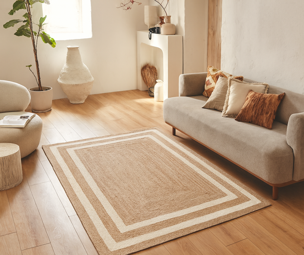 ALVA - Tapis rectangulaire en jute naturelle tissé marron 170 x 120 cm
