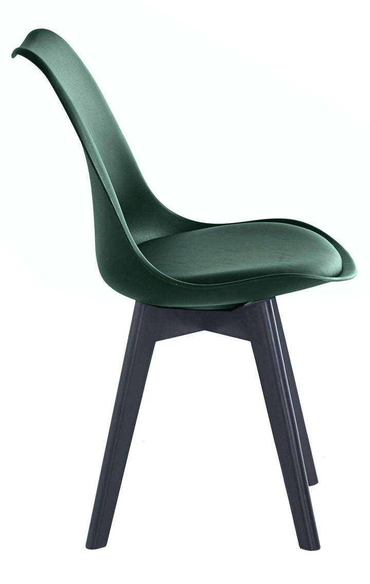 Set aus 4 skandinavischen Stühlen aus Holz und grünem Polypropylen