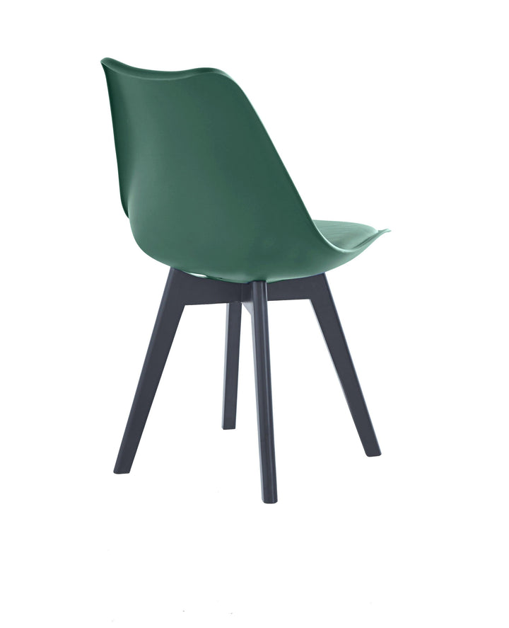 Set aus 4 skandinavischen Stühlen aus Holz und grünem Polypropylen