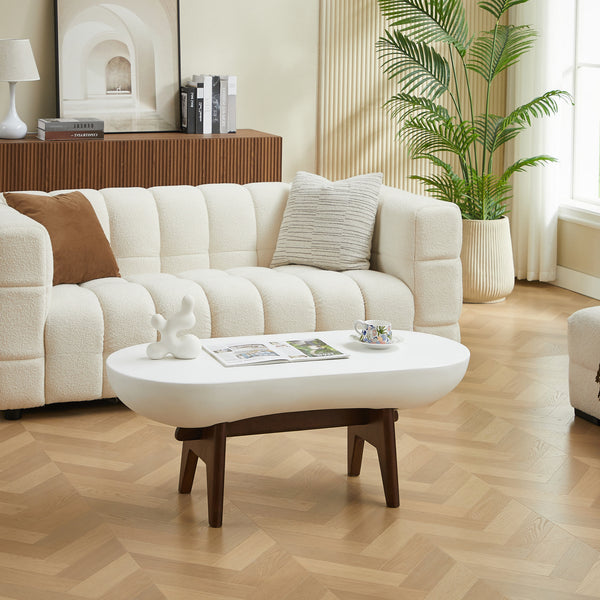 IRUNA - Couchtisch Indoor Outdoor aus Holz und weißem Magnesit