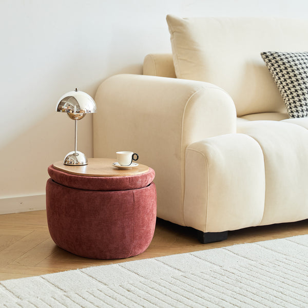 VASA - Hocker Couchtisch mit Stauraum aus Terrakotta-Stoff