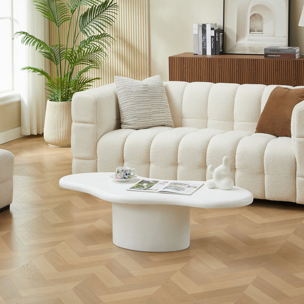 TORNIO - Indoor Outdoor Couchtisch aus weißem Magnesit