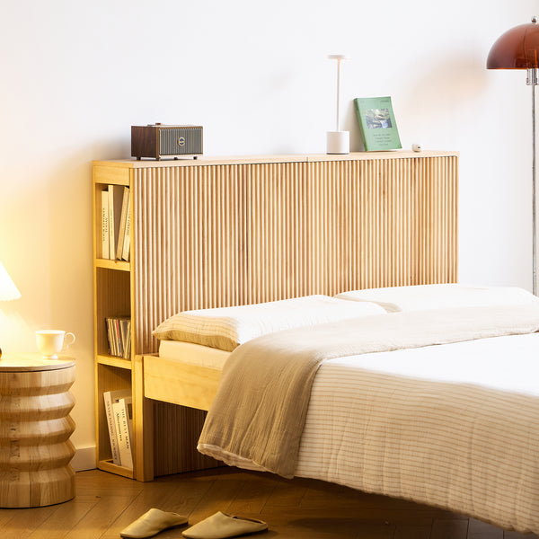 ESLOV - Bettkopfteil 140 aus Holz mit Stauraum