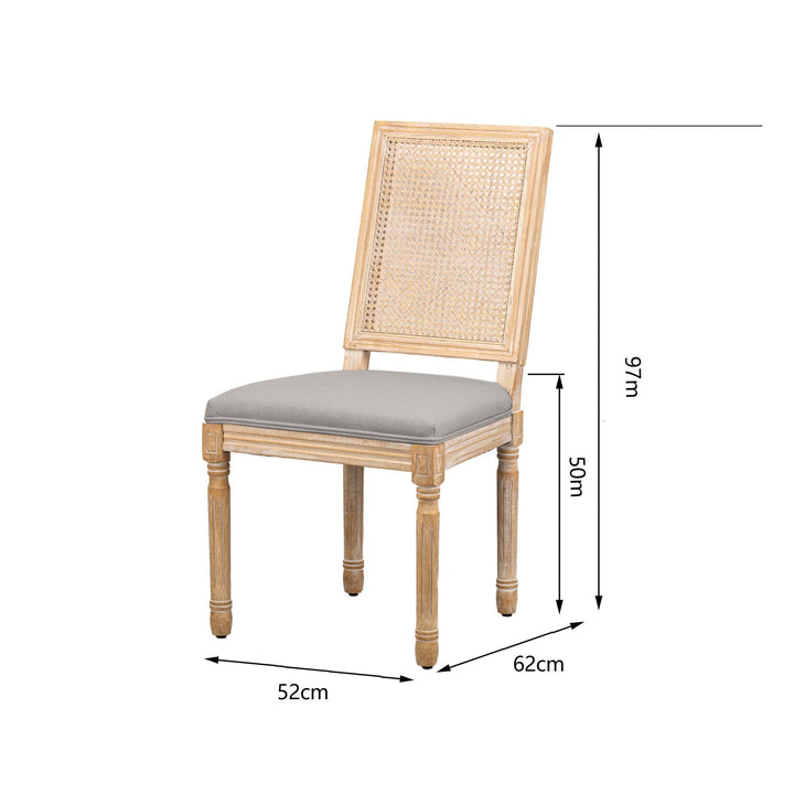 Esszimmerstühle (2er Set) aus Massivholz und Rattan