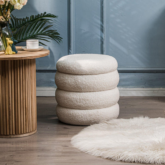 Hocker aus Wolle Weiß
