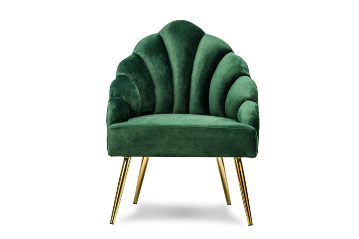 Retro-Sessel aus Metall und Samt Grün
