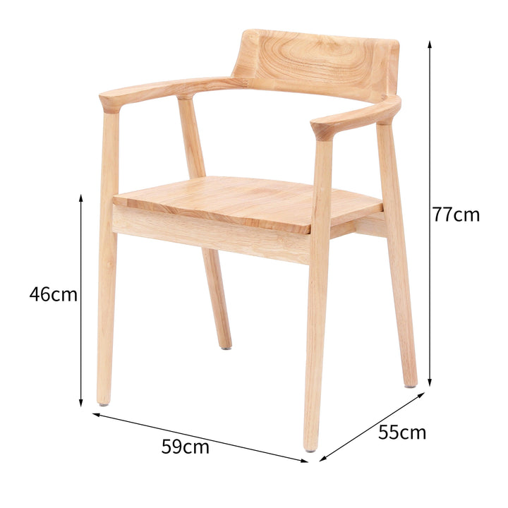 Esszimmerstühle (2er Set) aus Massivholz mit Armlehnen