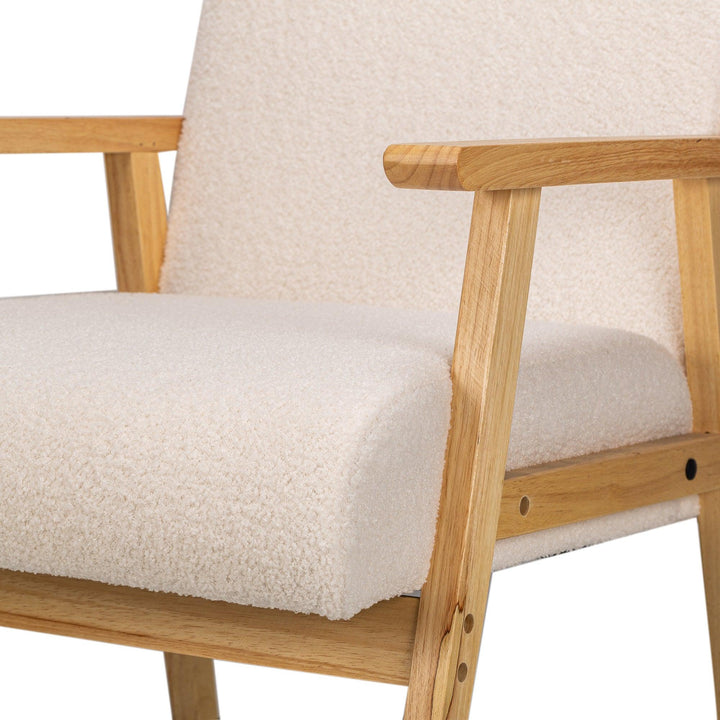 Sessel aus Massivholz und Wolle Weiß