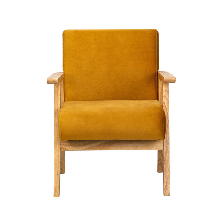 Sessel aus Massivholz und Samt Gelb