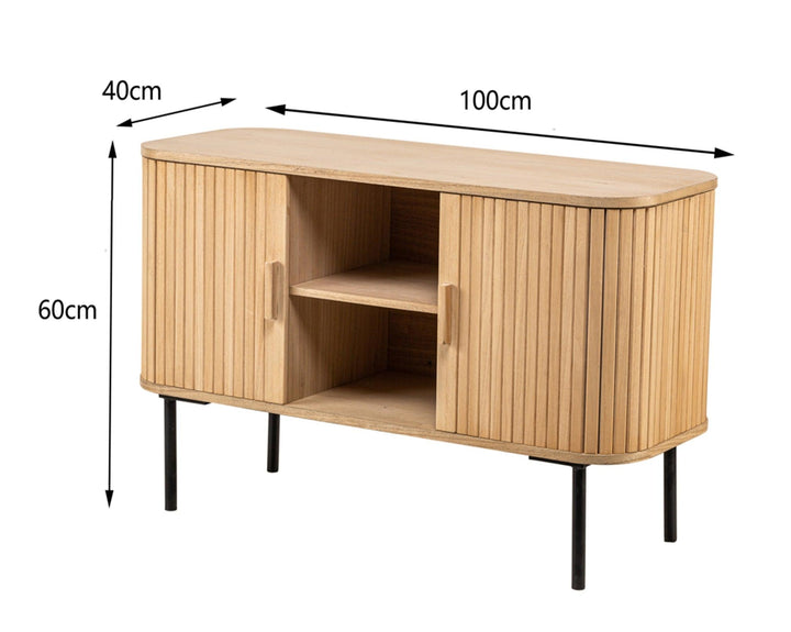 TV-Möbel mit 2 Türen aus Holz und Metall