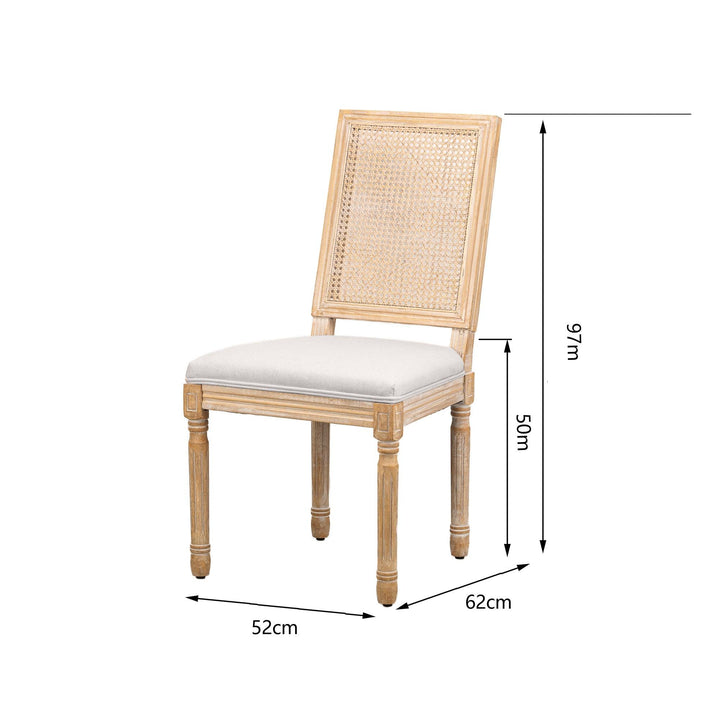Esszimmerstühle (2er Set) aus Massivholz und Rattan Grau