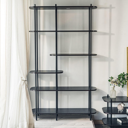 Bücherregal aus Metall und Holz Schwarz