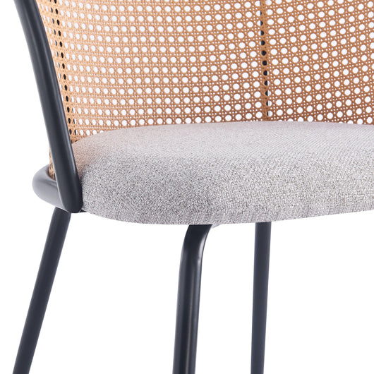 Esszimmerstühlen (2er Set) aus Metall und Rattan Grau