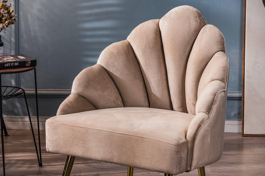 Retro-Sessel aus Metall und Samt Beige