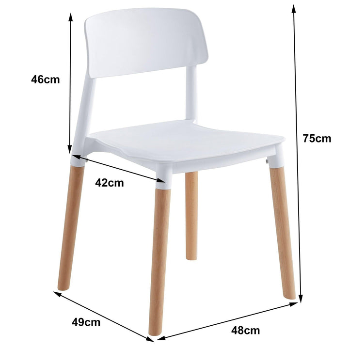 Esszimmerstühle (4er Set) aus Holz und Polypropylen Weiß