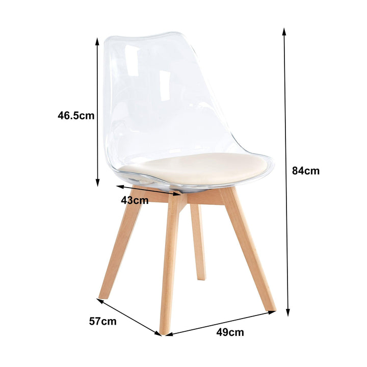 Esszimmerstühle (4er Set) aus Holz und Wolle Weiß