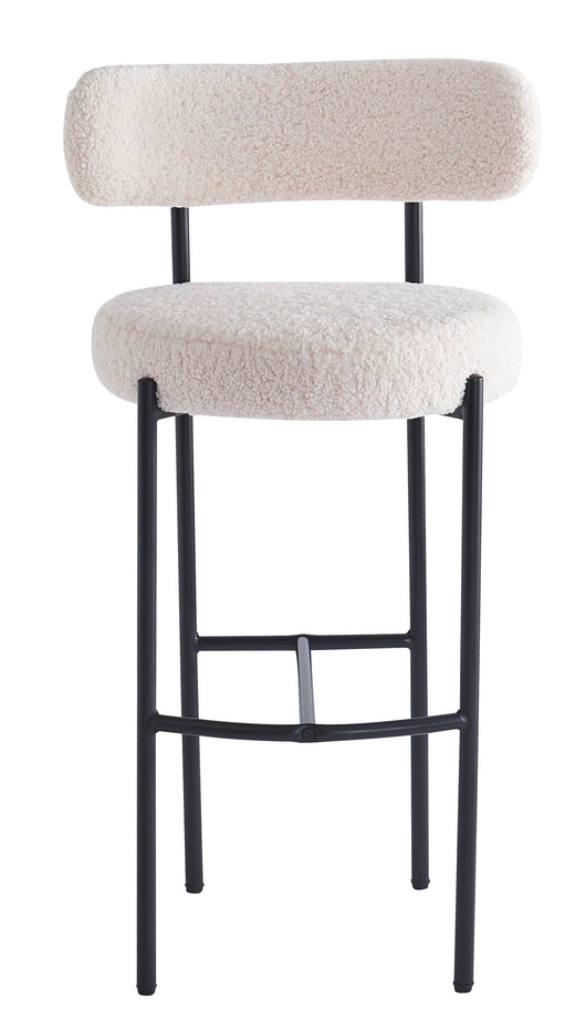 Barhocker (2er Set) aus Metall und Wolle Weiß