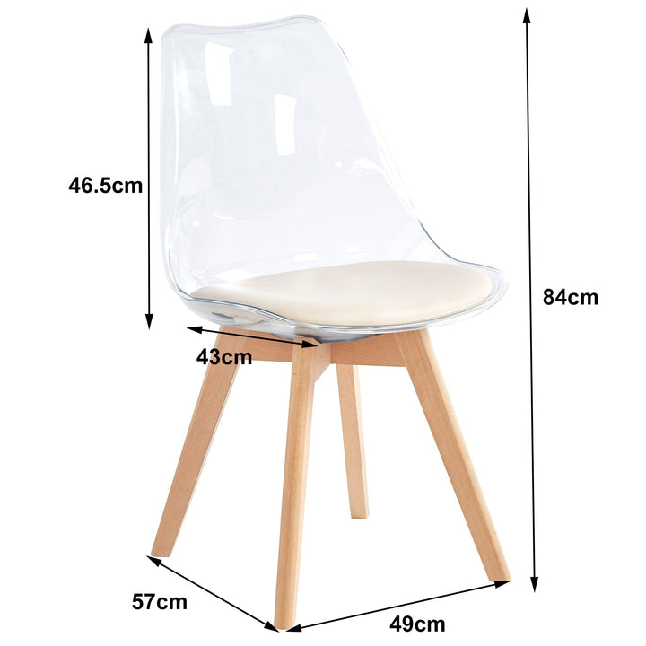 Transparenten Esszimmerstühlen (4er Set) aus Holz Beige