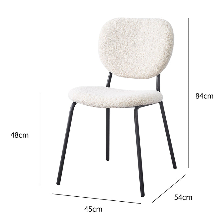 Esszimmerstühle (2er Set) aus Metall und Wolle Weiß