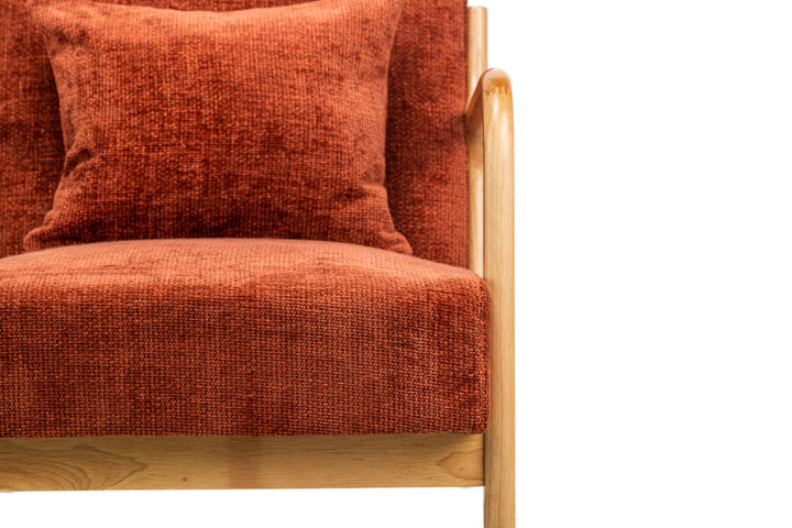 Sessel aus Massivholz und Stoff Terracotta