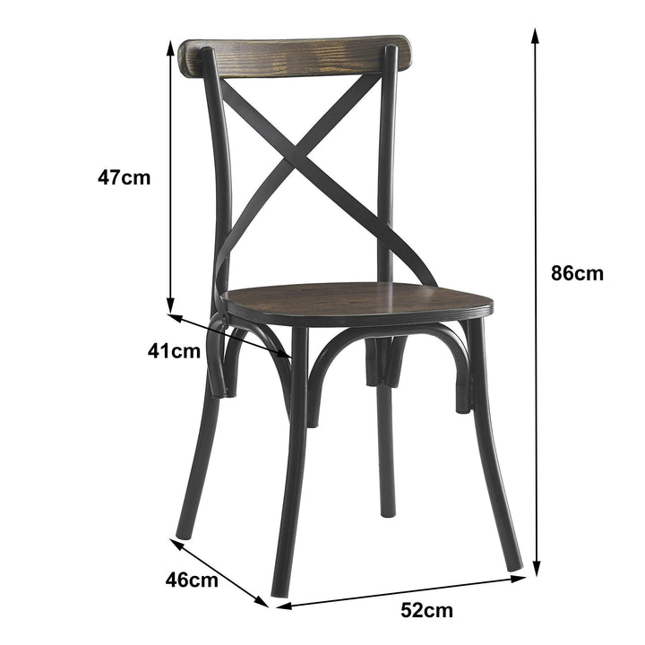 Esszimmerstühle (2er Set) aus Metall und Holz Grau