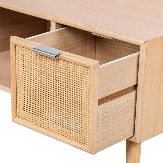 TV-Möbel mit 2 Schubladen aus Holz und Rattan