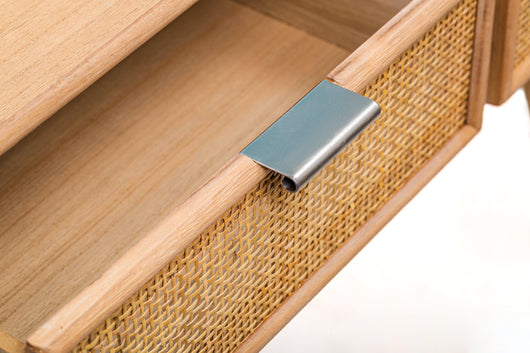 Konsole mit 2 Schubladen aus Holz und Rattan