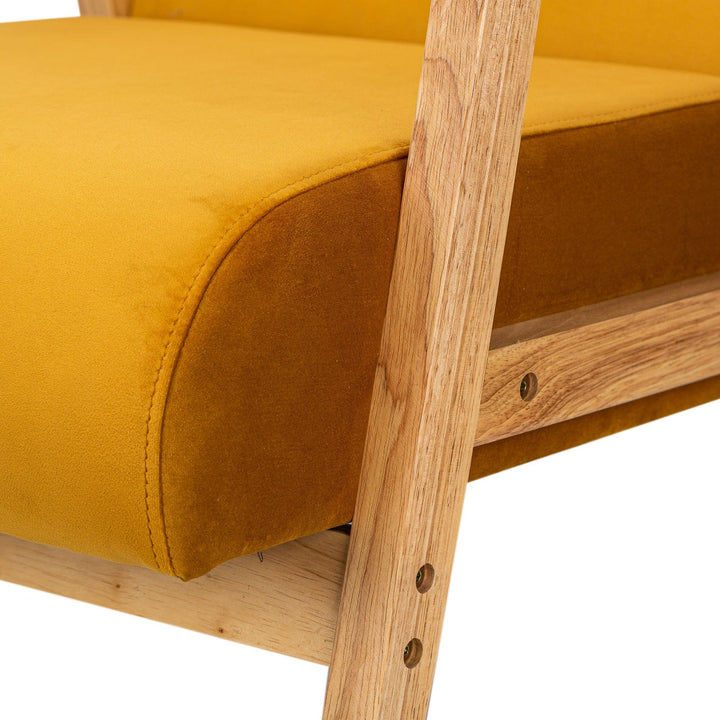 Sessel aus Massivholz und Samt Gelb