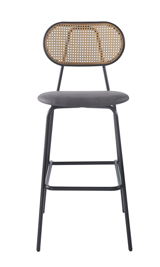 Barhocker (2er Set) aus Metall und Rattan Schwarz