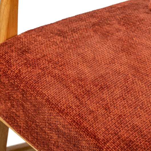 Schaukelstuhl aus Massivholz und Stoff Terracotta